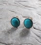 Sterling silver and Turquoise Oval Stud Earrings; December Birthstone - Image 2