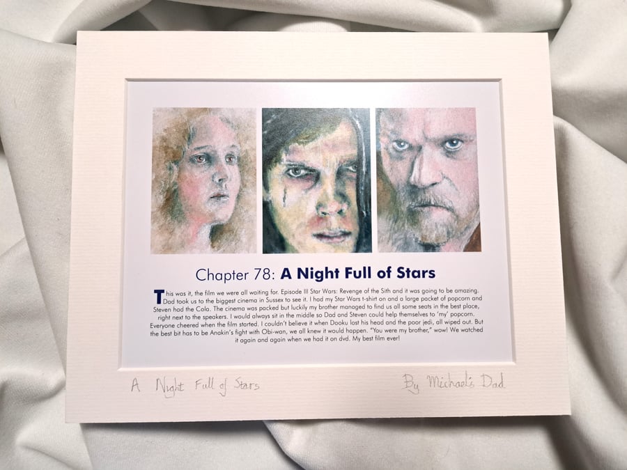 Original hand painted watercolour print of a Star Wars night at the cinema