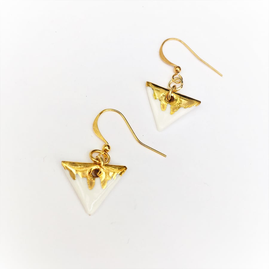 BEAUTIFUL PORCELAIN and GOLD Earrings