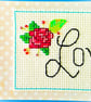 Rose and bead handmade cross stitch 'love' Card with 'Just for you' wording - Image 5