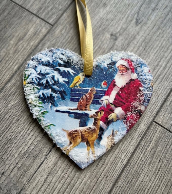 Hanging Wooden Christmas Heart