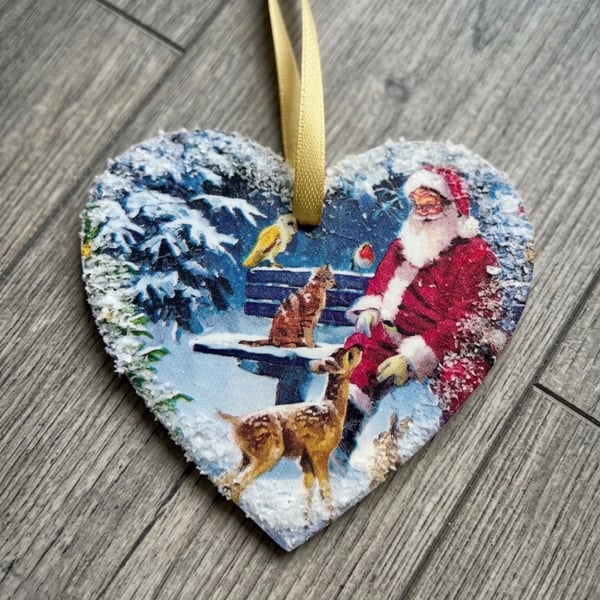 Hanging Wooden Christmas Heart