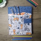 A5 sketchbook or notebook with fabric cover, cat design