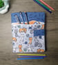 A5 sketchbook or notebook with fabric cover, cat design - Image 1