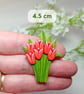 Tulip Gift, Handmade Tulips Brooch Pin, Red Tulip Bouquet, Painted Flowers Badge - Image 4