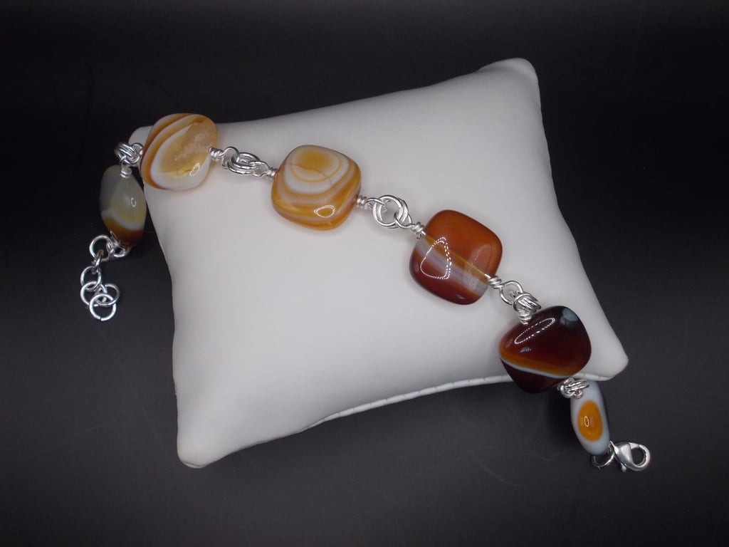 Coffe agate linked bracelet