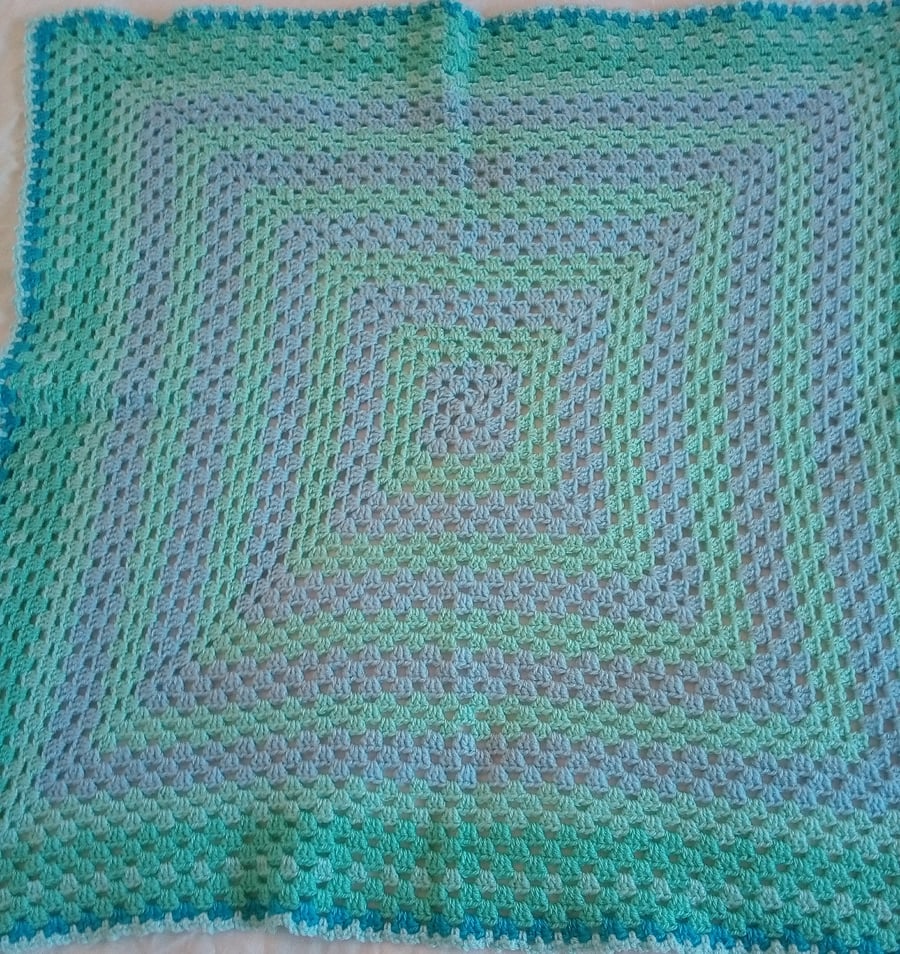 Blue & Turquoise Baby Blanket 29" x 28"