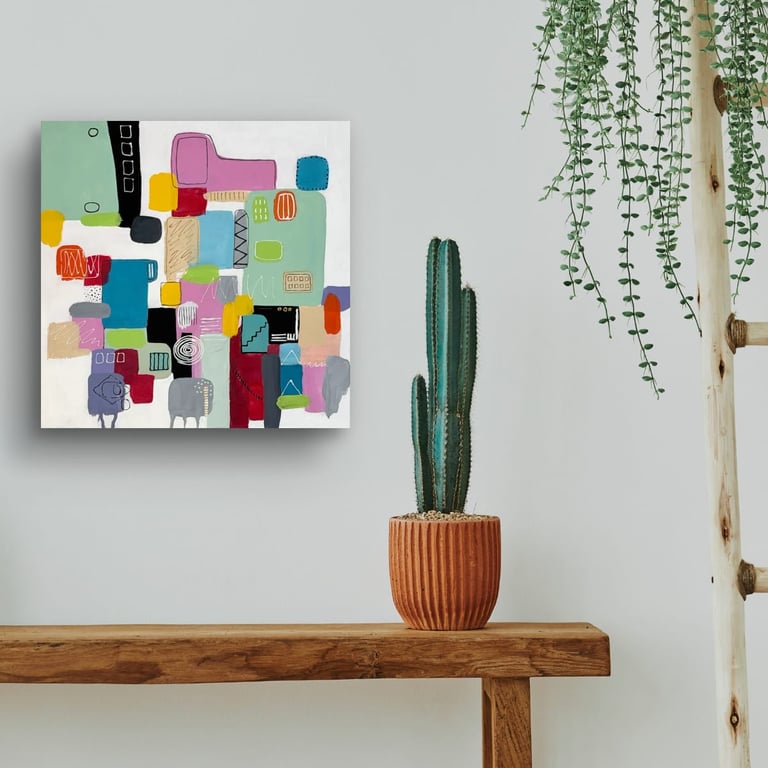 Happy Place Wall Art Canvas - Original Acrylic Abstract Art