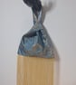 Teal blue and gold floral satin brocade Japanese knot bag - Image 5