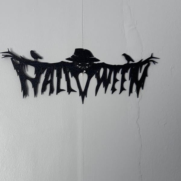 Scarecrow Halloween Wall Sign – 3D Printed Crow Gothic Decoration