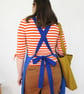 Printers Work Apron with Adjustable Crossback Straps, 3 Pockets. Blue No24 - Image 2