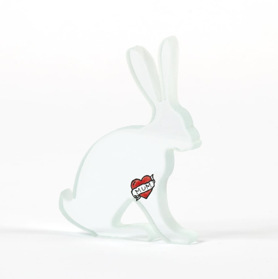 Tattoo Heart Hare Glass Sculpture