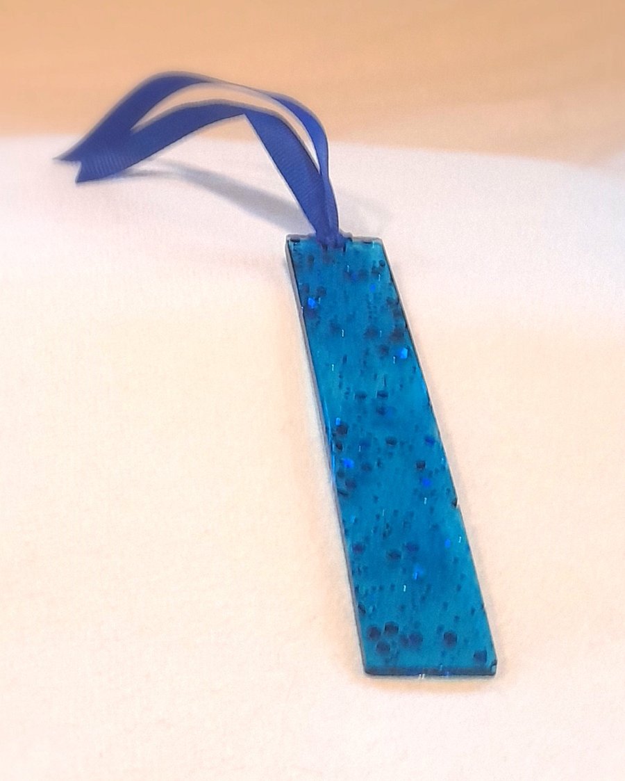 Sparkly blue resin bookmark