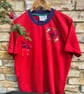 One-of-a-Kind Hand-Embroidered Red adidas Adicolor T-Shirt