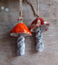 ceramic hanging mushroom bright orange small - Image 4