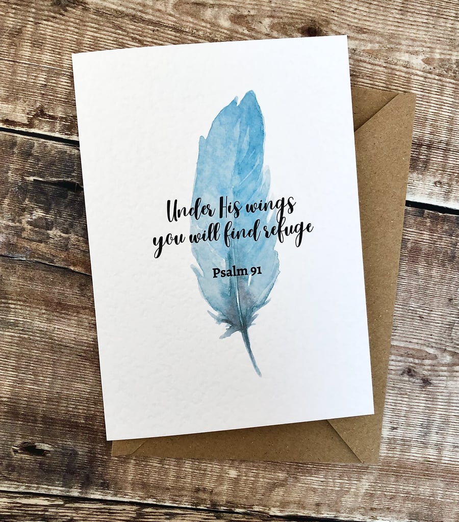 Christian card Psalm 91 Biblical blank inside