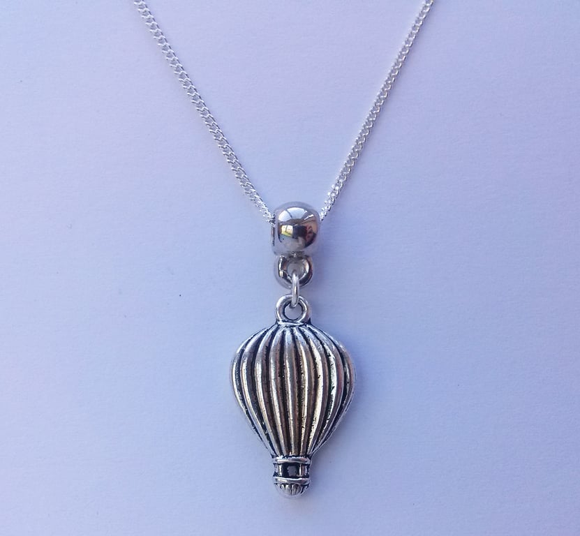 Hot Air Balloon Silver Plate Necklace