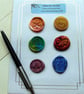 Set of Six Metallic Wax Seals 