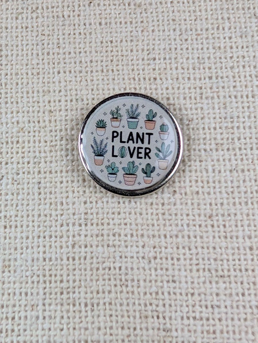 Image of Plant Lover - Plant Themed Badge - Large Resin Topped Pin Badge - White