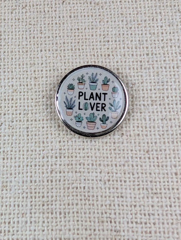 Plant Lover - Plant Themed Badge - Large Resin Topped Pin Badge - White