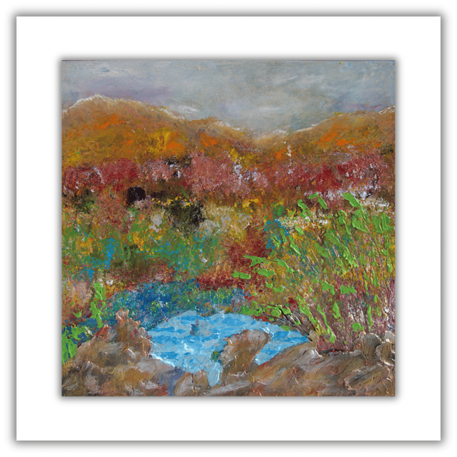 Framed encaustic oil painting - landscape - Cairngorms - Scotland