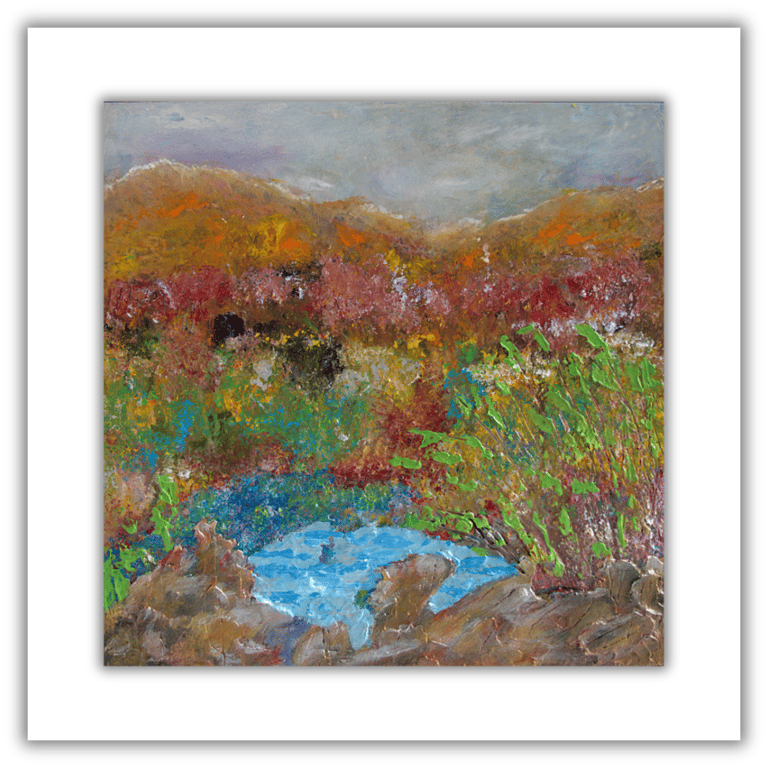 Framed encaustic oil painting - landscape - Cairngorms - Scotland