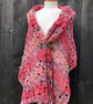 Frothy Waves Red Berries Chevron Lace Rectangular Handmade Shawl Wrap Scarf - Image 5