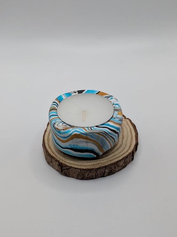 Handmade Polymer Clay Tealight Holder Ocean-Inspired Candle Holder Unique Home D