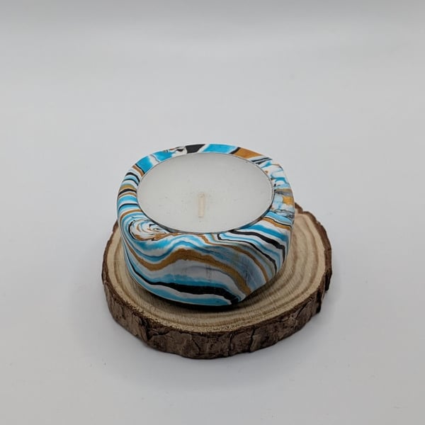 Handmade Polymer Clay Tealight Holder Ocean-Inspired Candle Holder Unique Home D