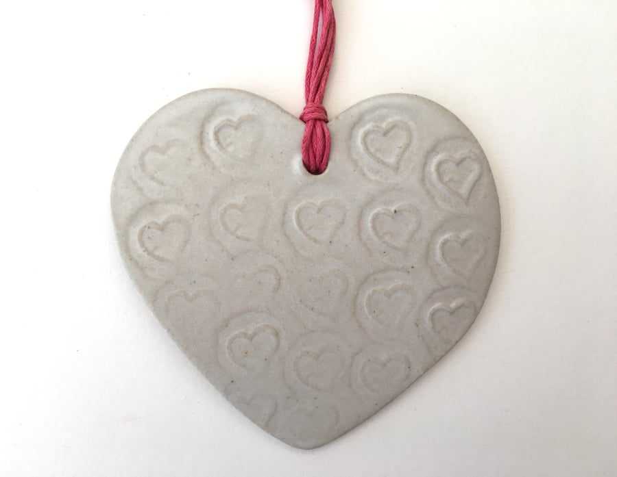 Loveheart hanger, ceramic lovehearts, gift idea, home decor, pottery