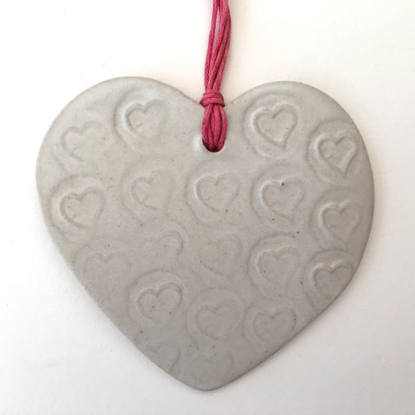 Loveheart hanger, ceramic lovehearts, gift idea, home decor, pottery