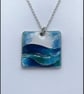 Enamel Pendant, sea pendant, ocean pendant, waves necklace, waves, enamel ,  - Image 5