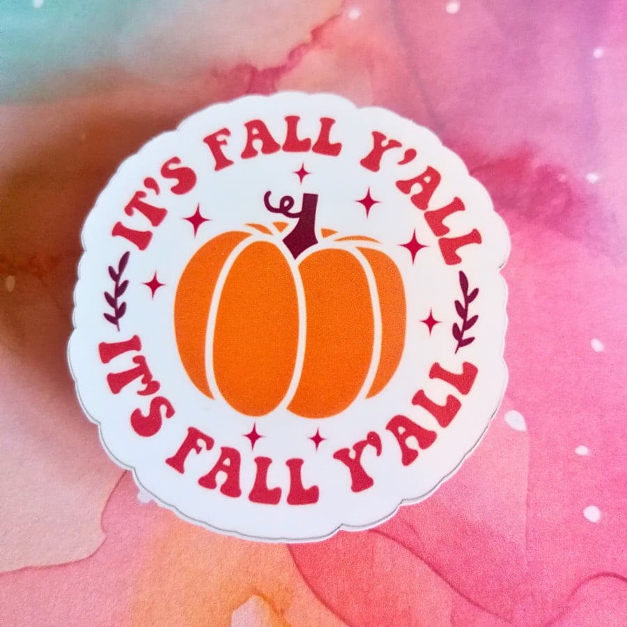 'It's Fall Y'all' Pumpkin Vinyl Sticker