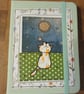 Quirky art, moongazer A6 lined hand decorated quirky cat journal notebook