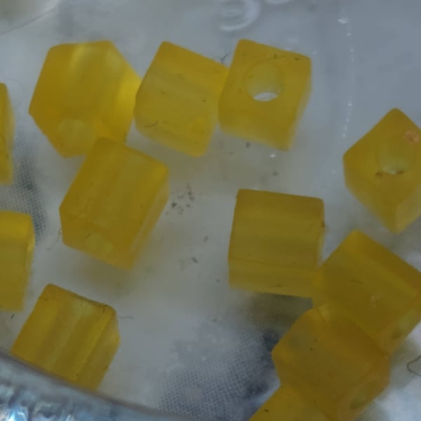 Coloured Frosted Glass Cubes 4mm x 30 beads