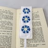 Embroidered Stencilled Bookmark on vintage cotton - cornflowers