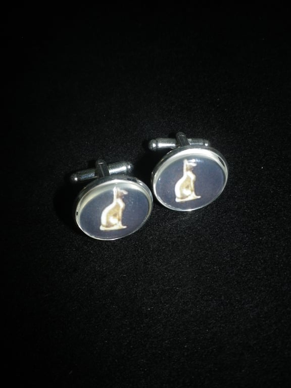 Egyptian gold cat cufflinks  free shipping, gift wrapped, iconic image.5163