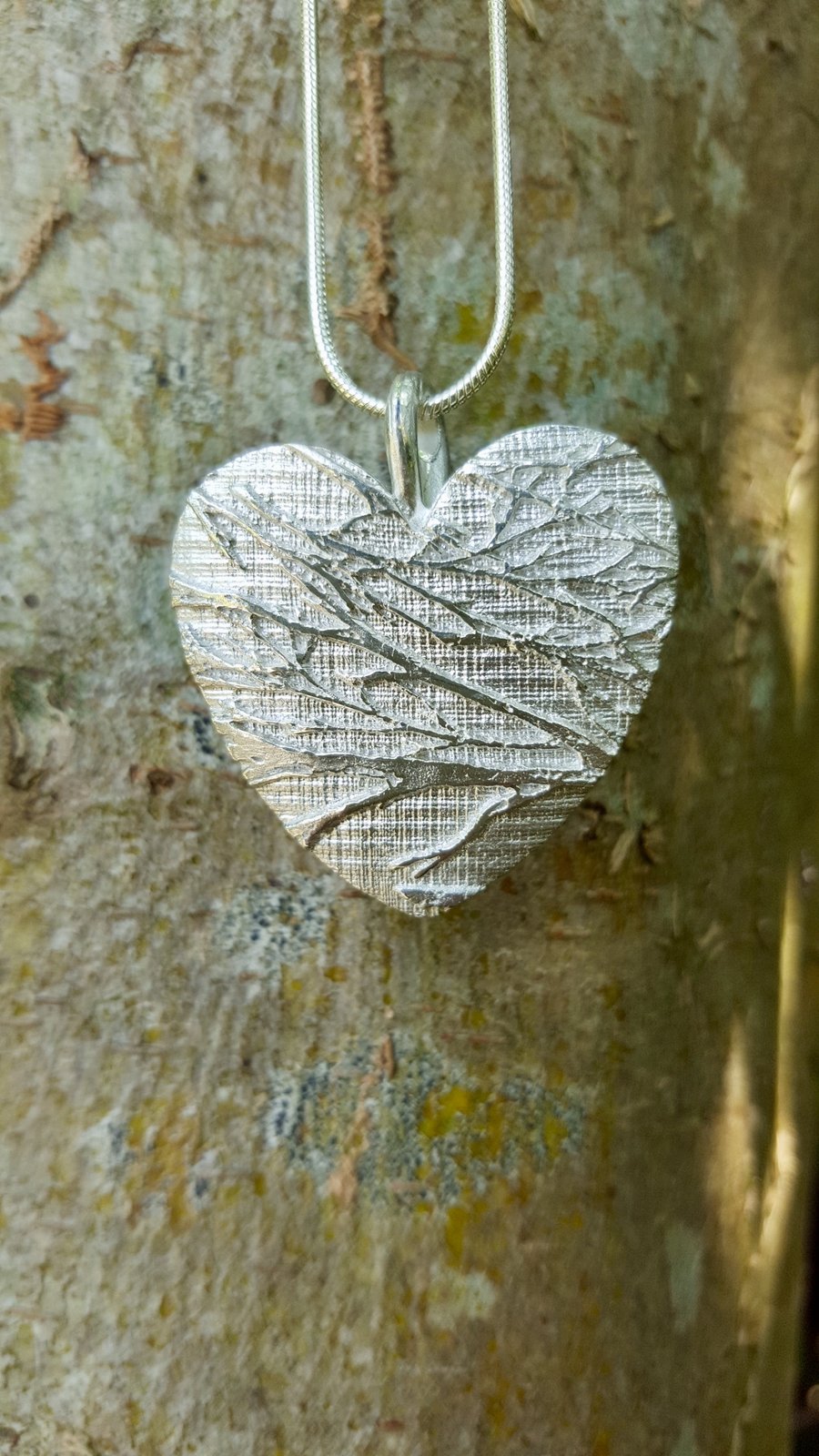 Silver Heart Pendant-Necklace-Love-Handmade Jewellery-Nature
