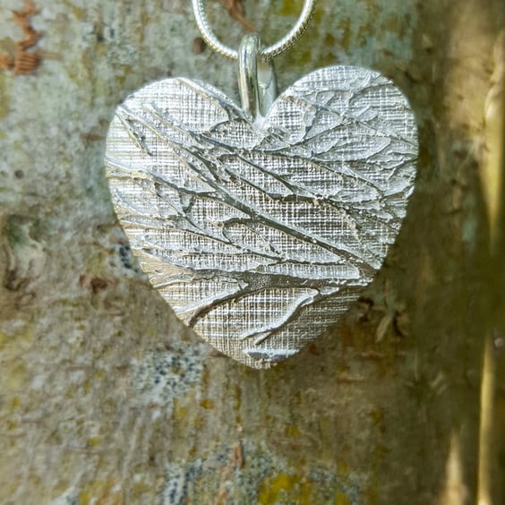 Silver Heart Pendant-Necklace-Love-Handmade Jewellery-Nature