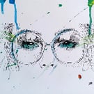 Technicolor Vision - Original Pen and Ink Mixed Media Portrait