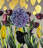 Garden Haven' – Original Coloured Pencil & Gold Leaf Framed Artwork