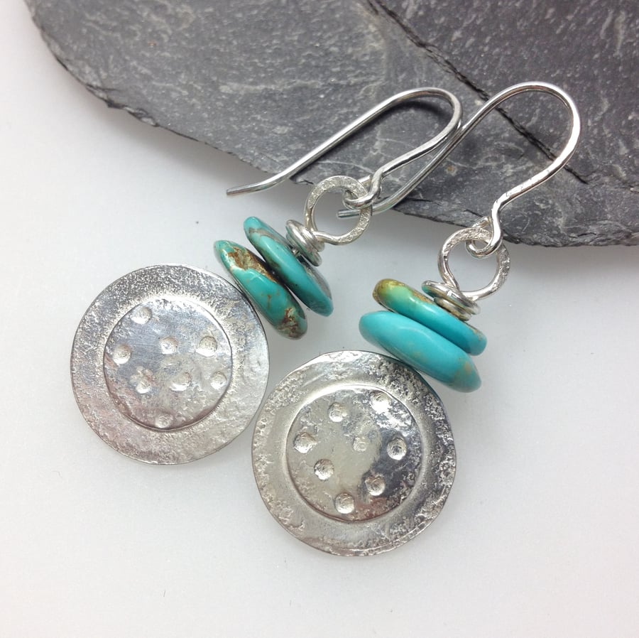 Silver and turquoise Dotty Earrings