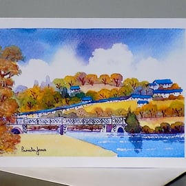 Bridge over River Towy, Llandeilo, Wales, Greetings Card, Blank inside, A5