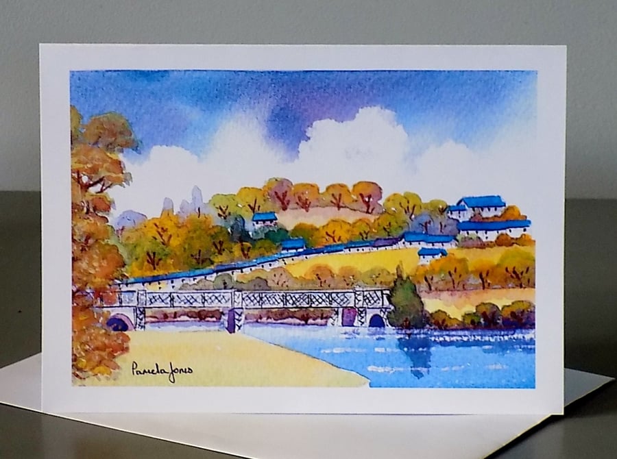 Bridge over River Towy, Llandeilo, Wales, Greetings Card, Blank inside, A5