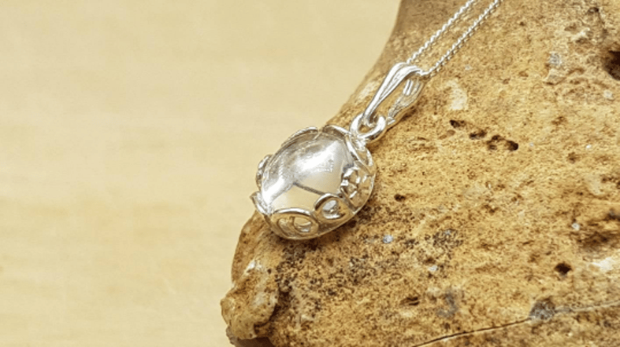Tiny clear quartz pendant necklace 