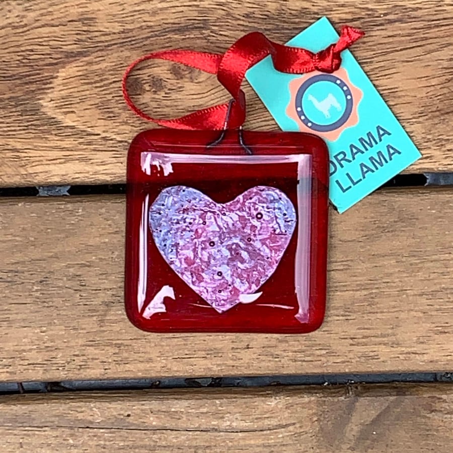 Fused Glass Heart Hanger