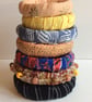 Bangle, bracelet, fabric covered, slip on, peach with gold embossed pattern - Image 6