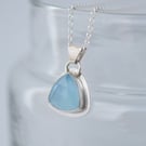Silver Chalcedony Gemstone Pendant Necklace