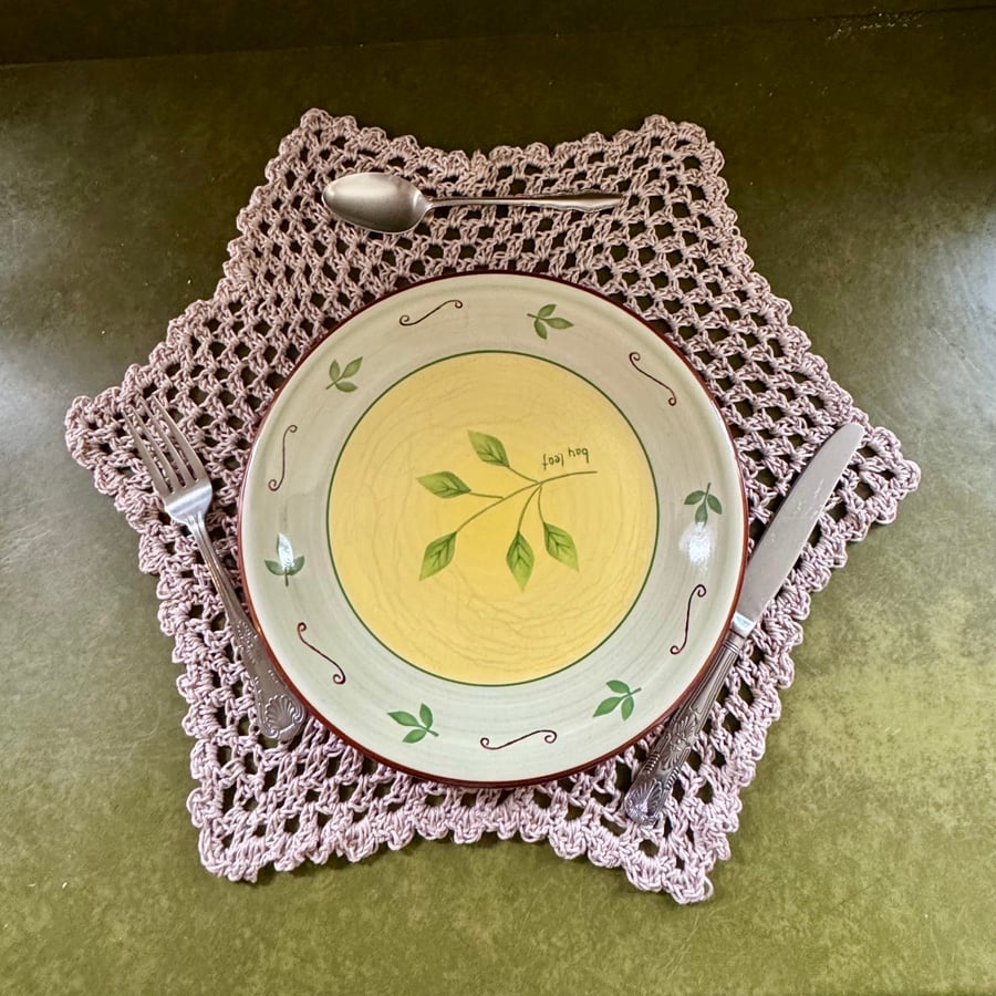 Taupe Crochet Placemat Table Mat 