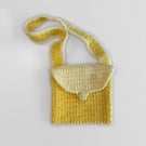 Yellow Sparkly Crochet Mini Bag for Children - Handmade in the UK